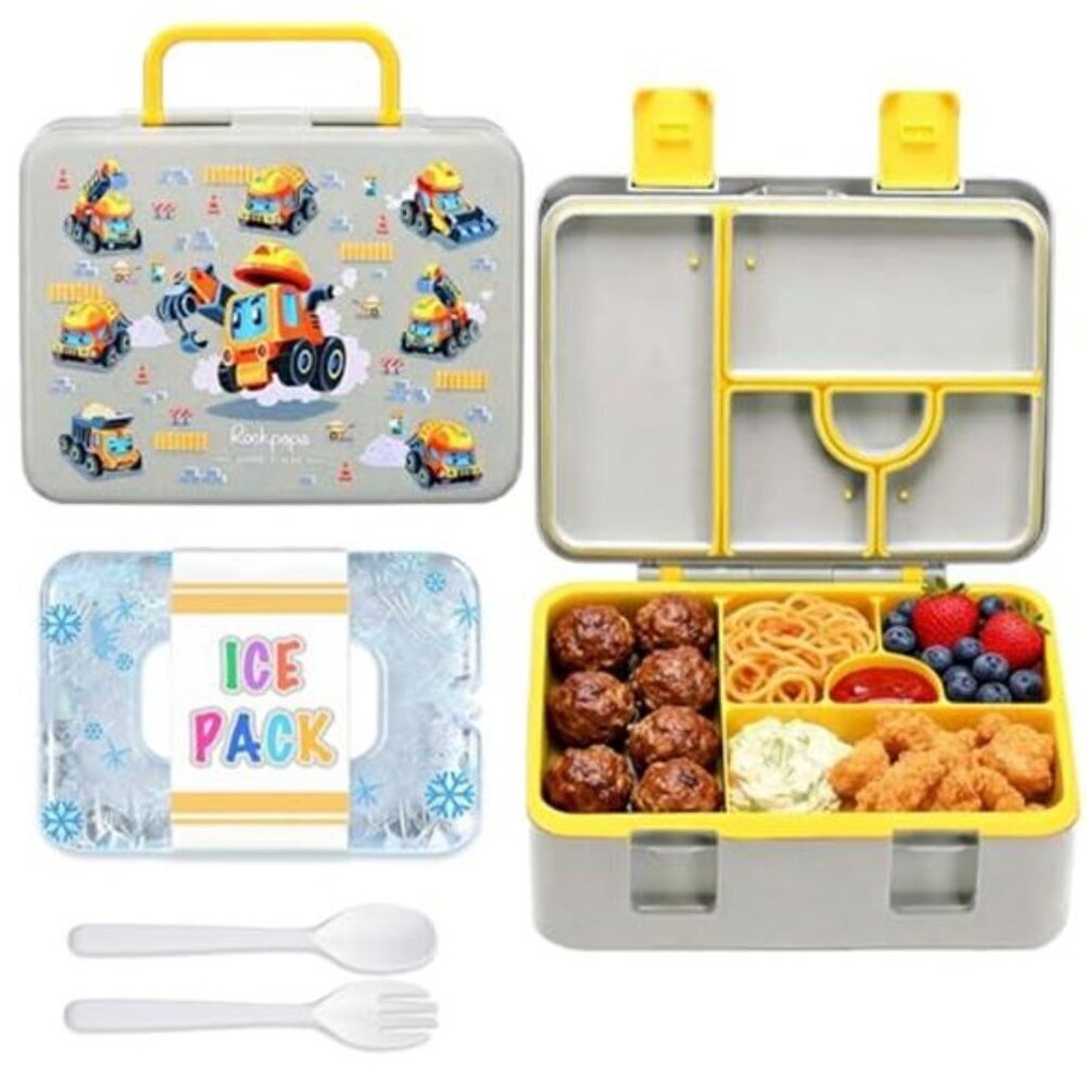 Kids Bento Lunch Box 5 Compartment Leak Proof Ice Pack